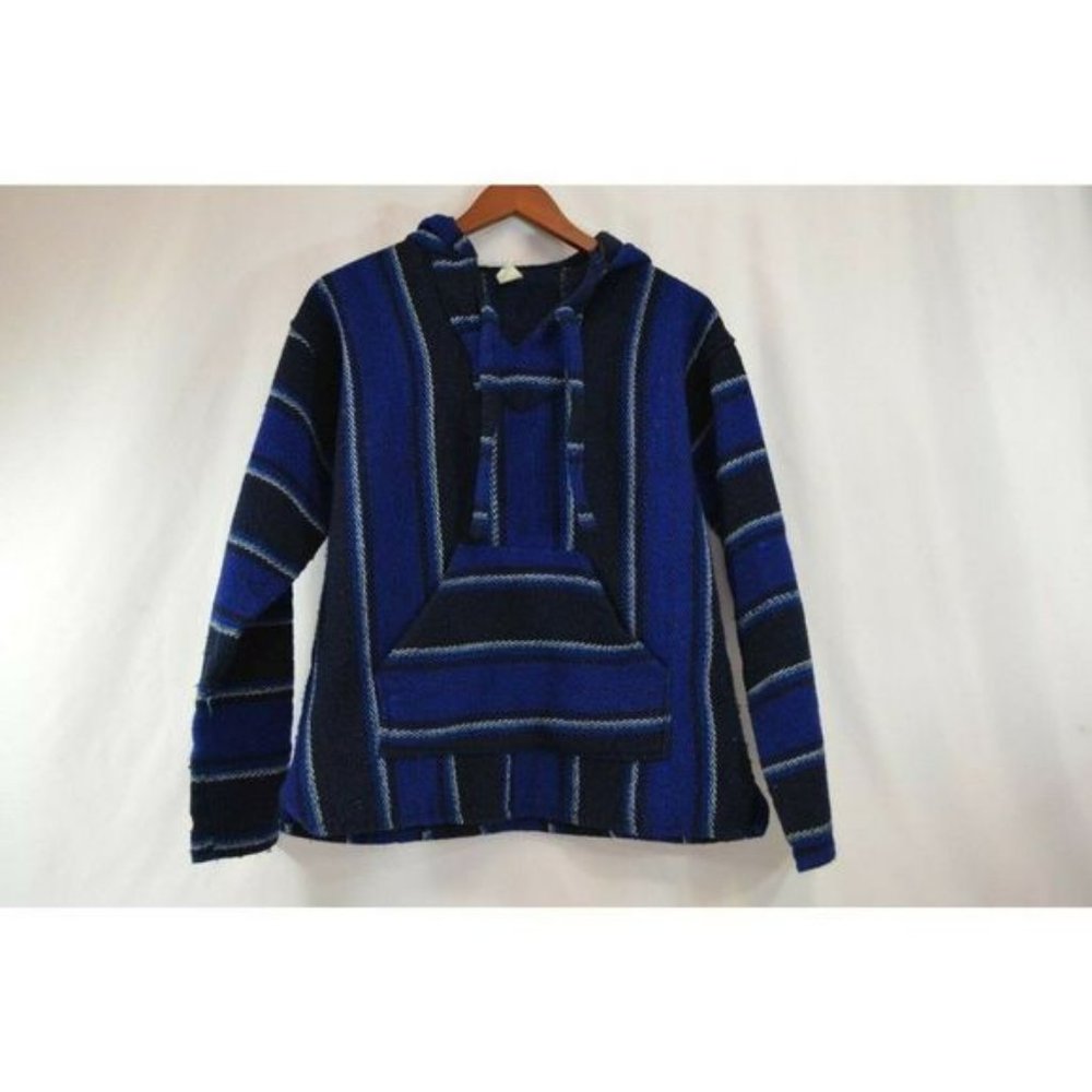 Molina  Poncho Hoodies Mexico Blue Black Youth Large Unisex Grunge Skater